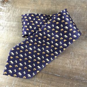 Navy blue 100% silk elephant tie classic whimsical made in Italy
